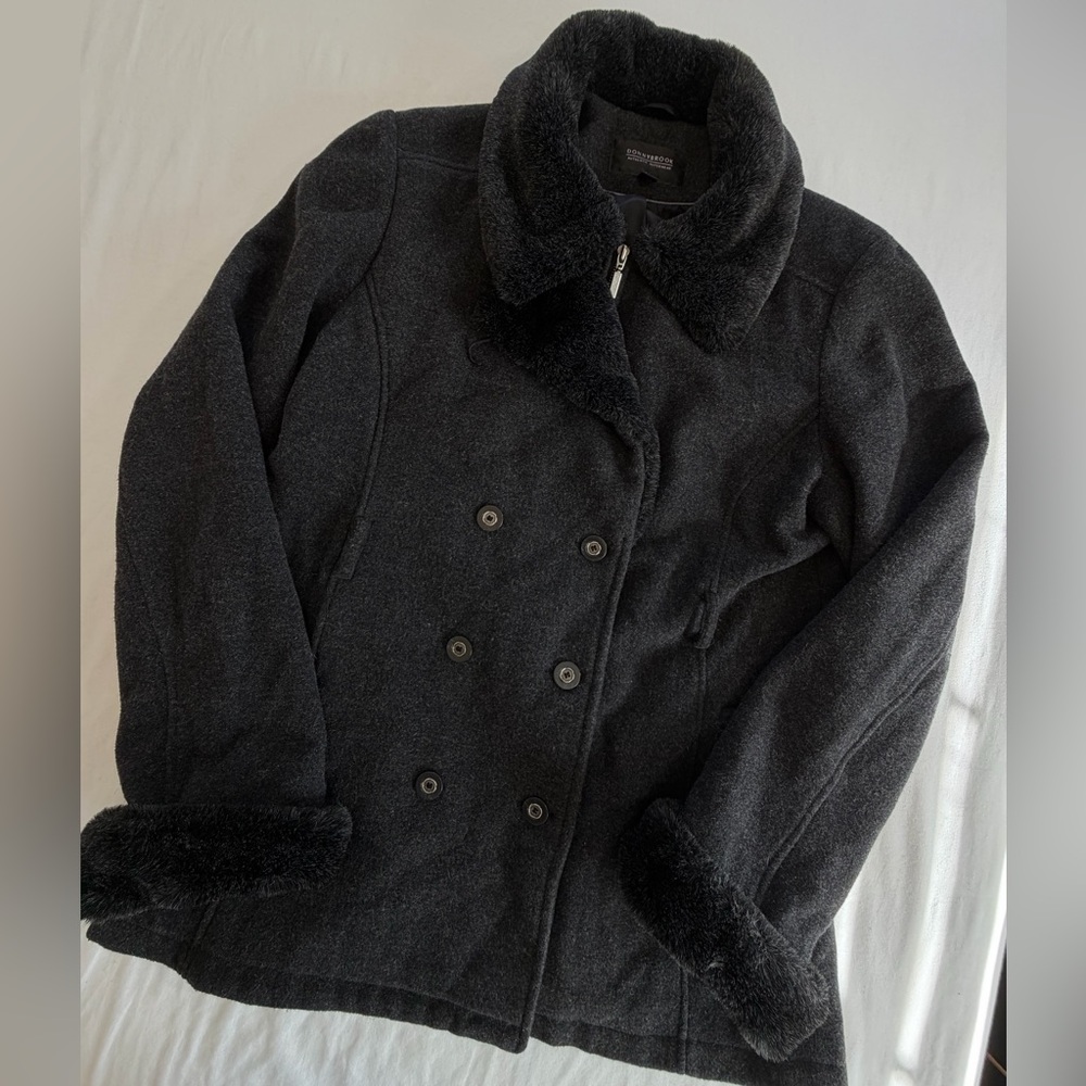 Vintage Donny Brook Pea Coat Double-Breasted Black Wool size 18